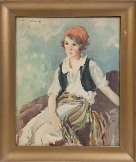 Appraisal: Camelia Whitehurst th Century School Portrait of a Girl lithograph