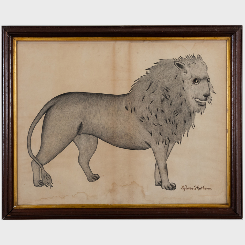 Appraisal: American School Lion Ink on paper inscribed 'By James S