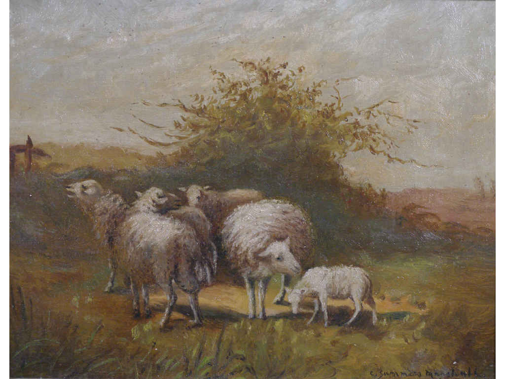 Appraisal: Clark Marshall MD - Sheep in Landscape oil on canvas