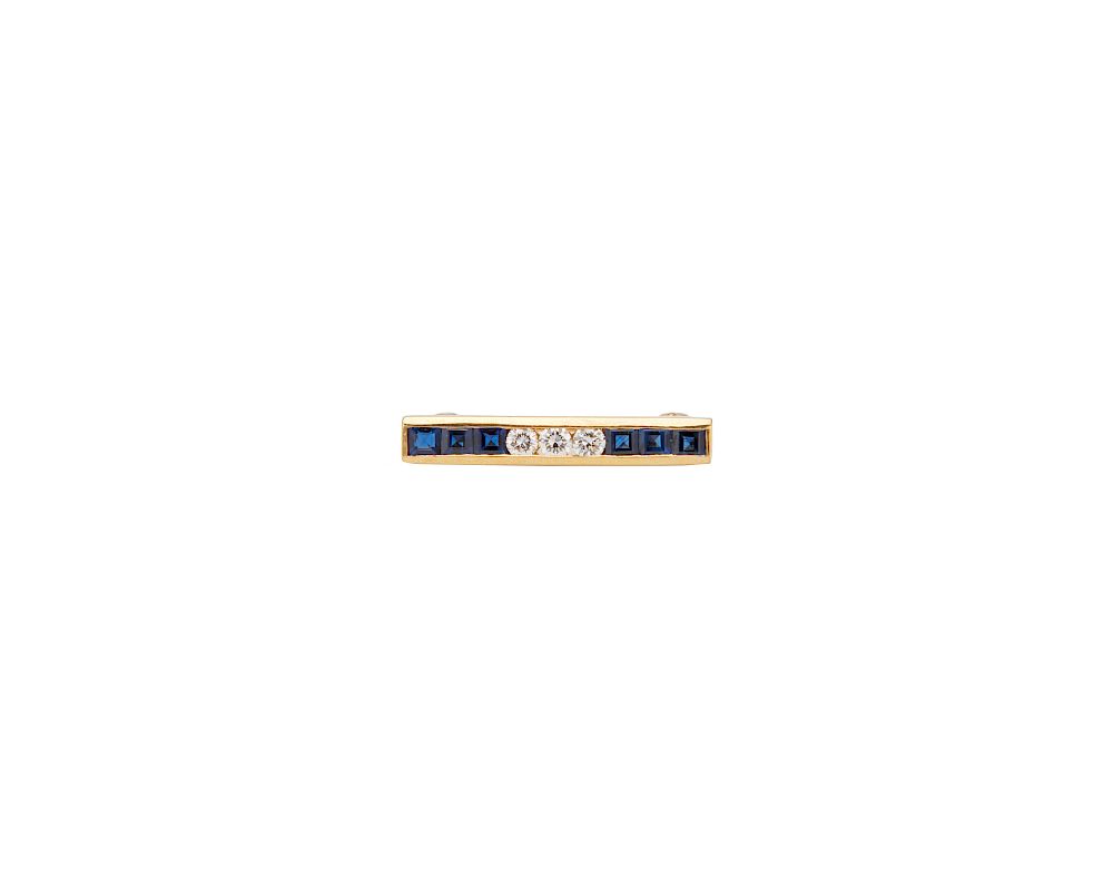 Appraisal: TIFFANY CO K Gold Diamond and Sapphire Bar Brooch TIFFANY