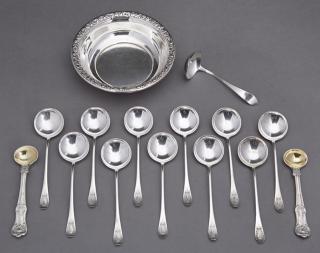 Appraisal: Group of Fifteen Pieces of Sterling th c cons Group