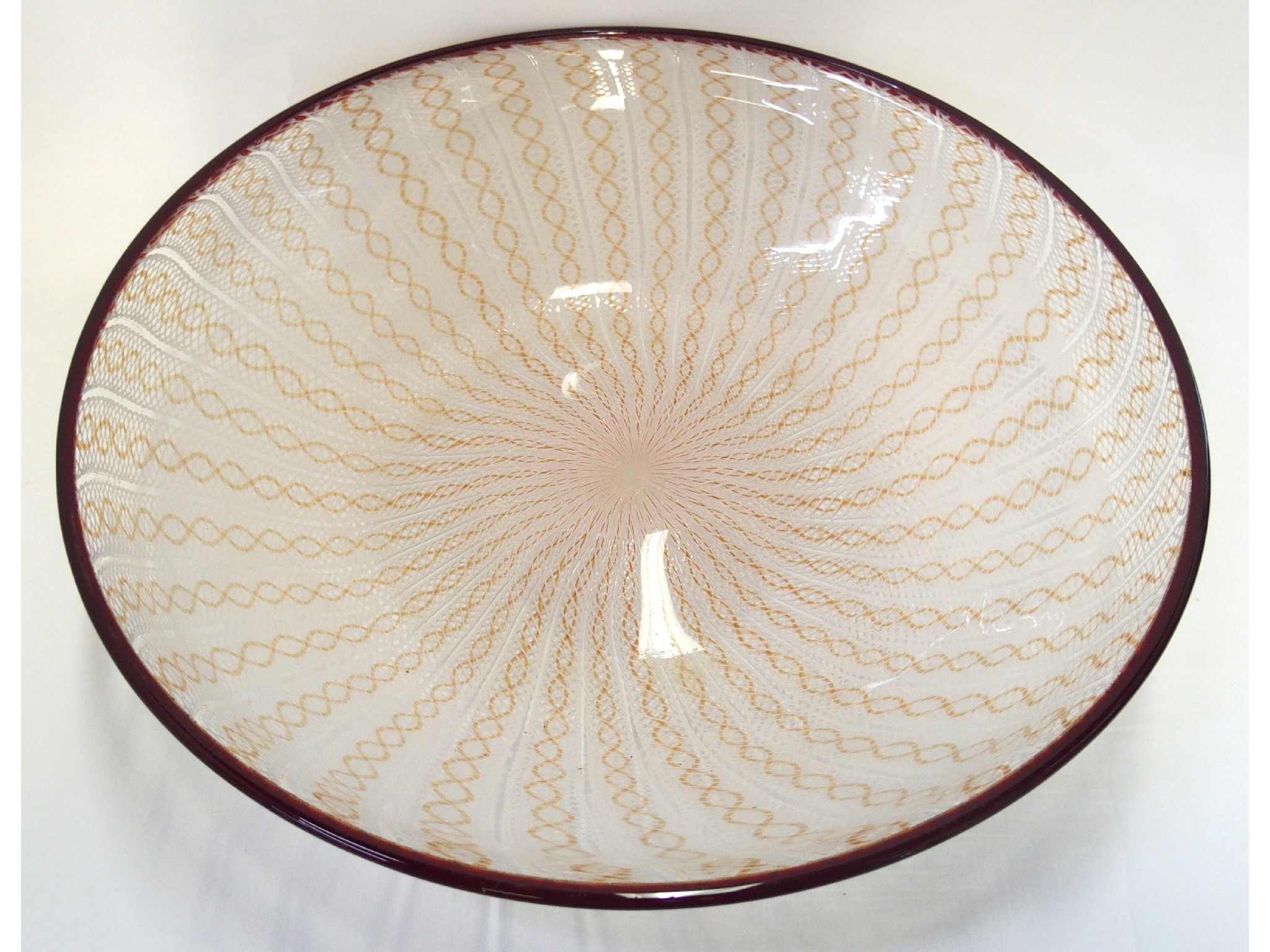 Appraisal: Italian ribboned glass centrebowl