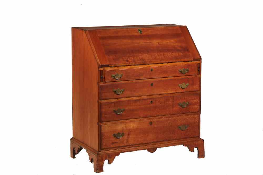 Appraisal: DROP FRONT DESK - th c Country Chippendale Birch and