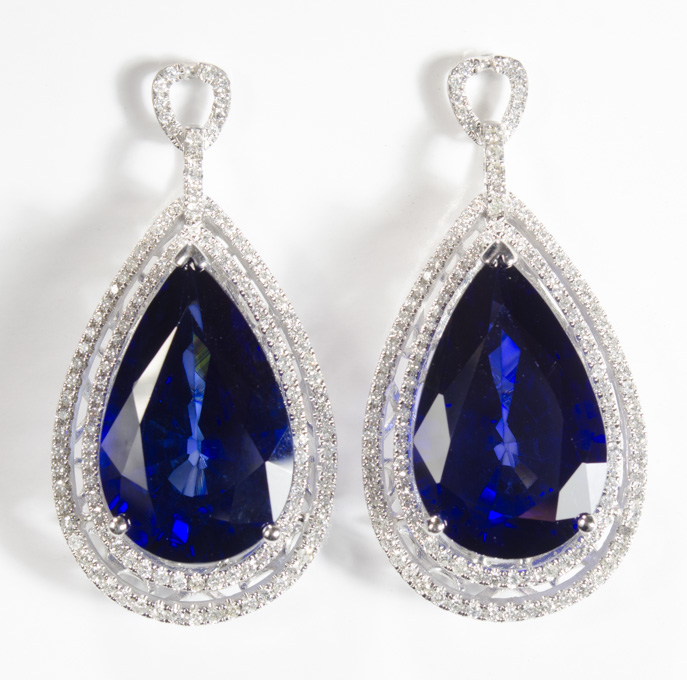 Appraisal: PAIR OF SAPPHIRE AND DIAMOND EARRINGS each k white gold