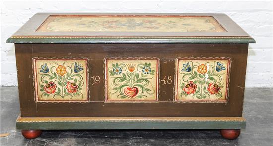 Appraisal: Sale Lot A German Painted Trunk th century with floral