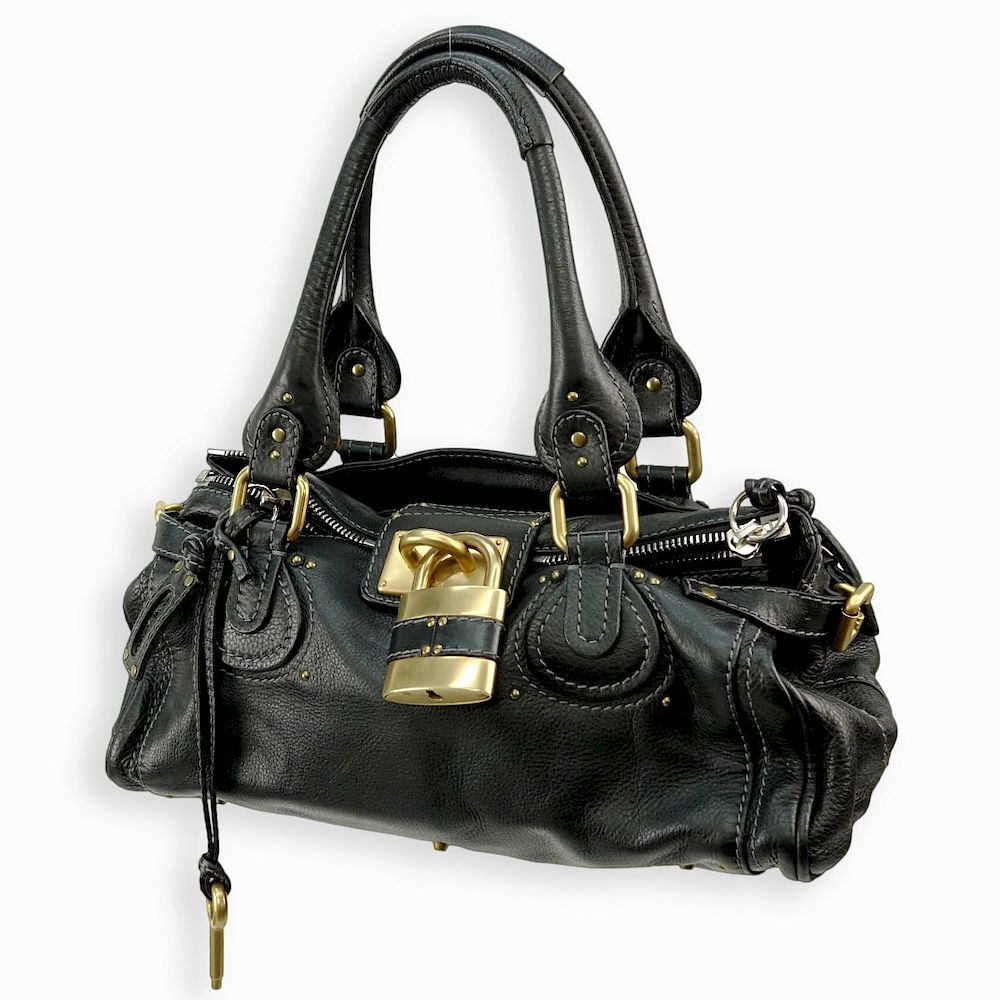 Appraisal: Chloe Black Leather Paddington MM Bag Chloe Black Leather Paddington