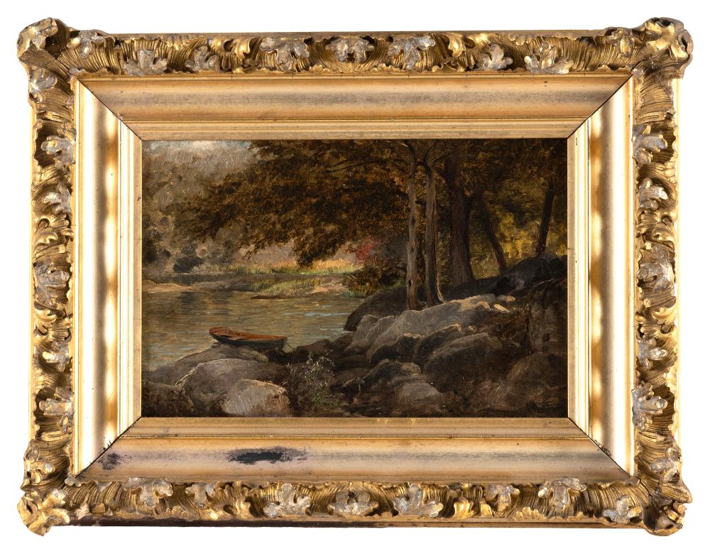 Appraisal: AMERICAN SCHOOL LATE TH CENTURY LANDSCAPE SKETCH OIL ON BOARD