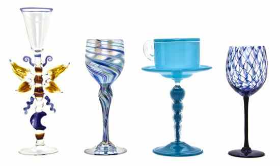 Appraisal: A Collection of Glass Goblets each signed and raised on