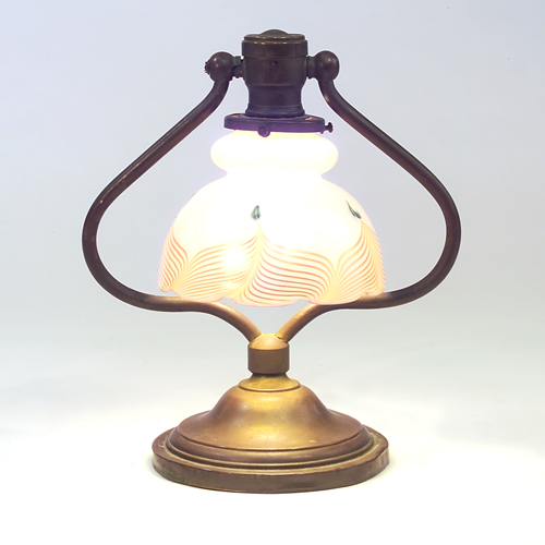 Appraisal: STEUBEN Glass shade desk lamp the Calcite glass shade decorated