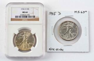 Appraisal: Lot Of Walking Liberty Half Dollars D MS Nice Strike