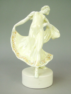 Appraisal: Goldscheider pottery figure of a lady in a flowing gown