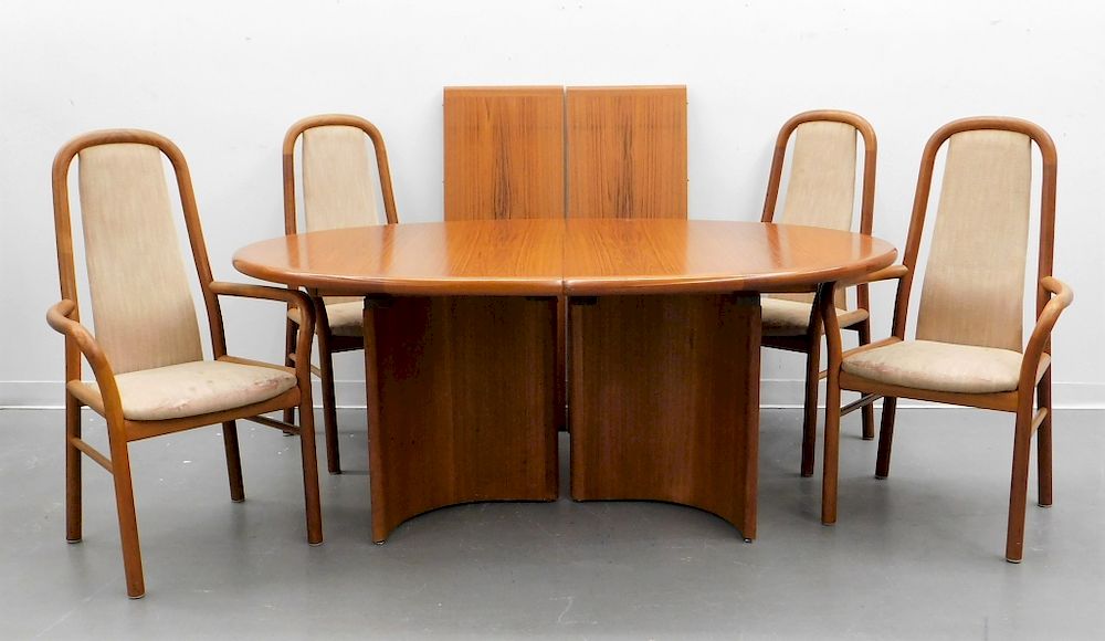 Appraisal: C Skovmand Anderson Dining Table Chairs Denmark Circa Modernist teak