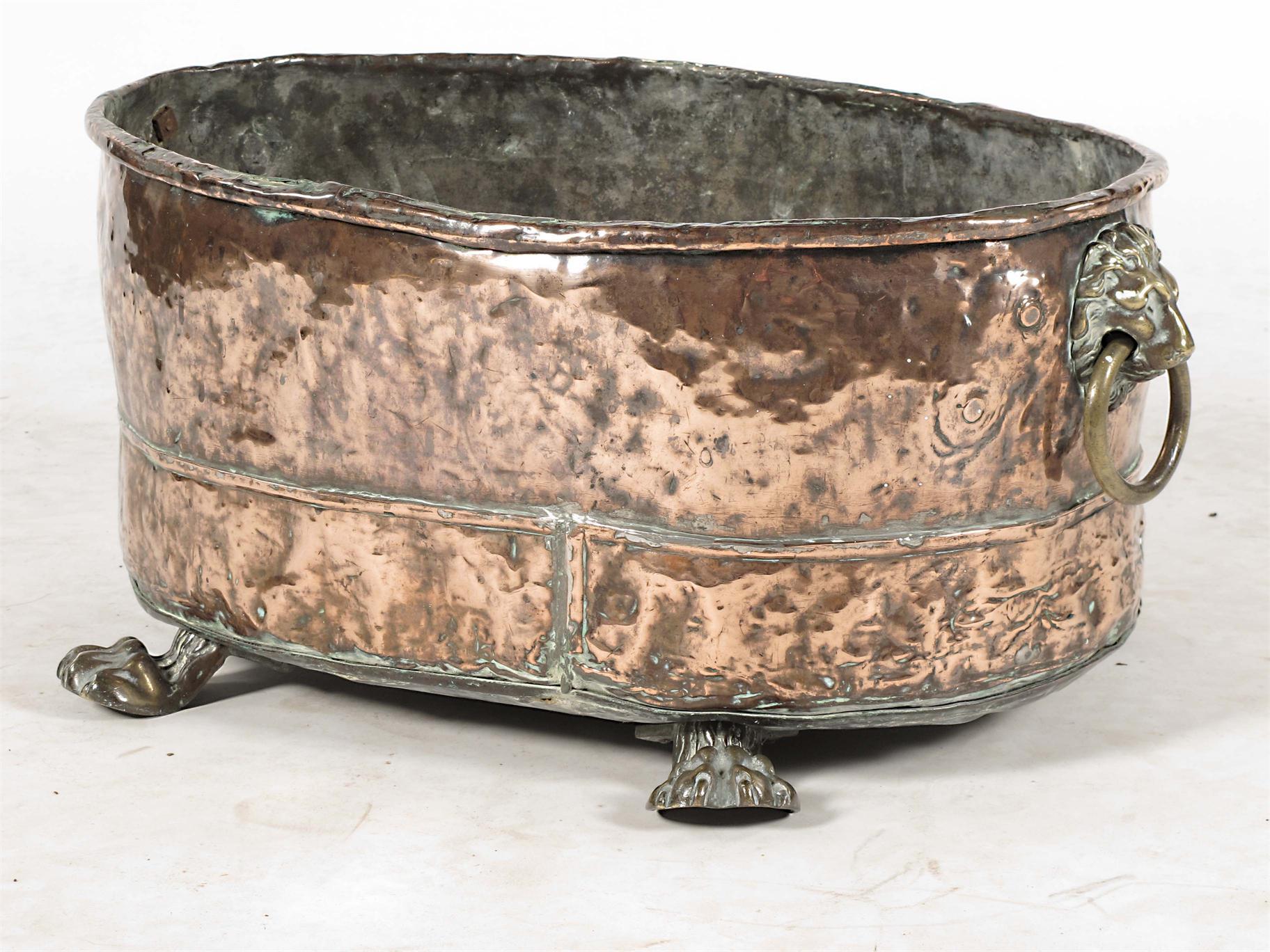 Appraisal: A th century copper and brass oblong log bin