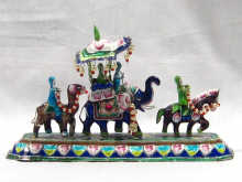 Appraisal: A silver and enamel Indian group depicting an elephant procession