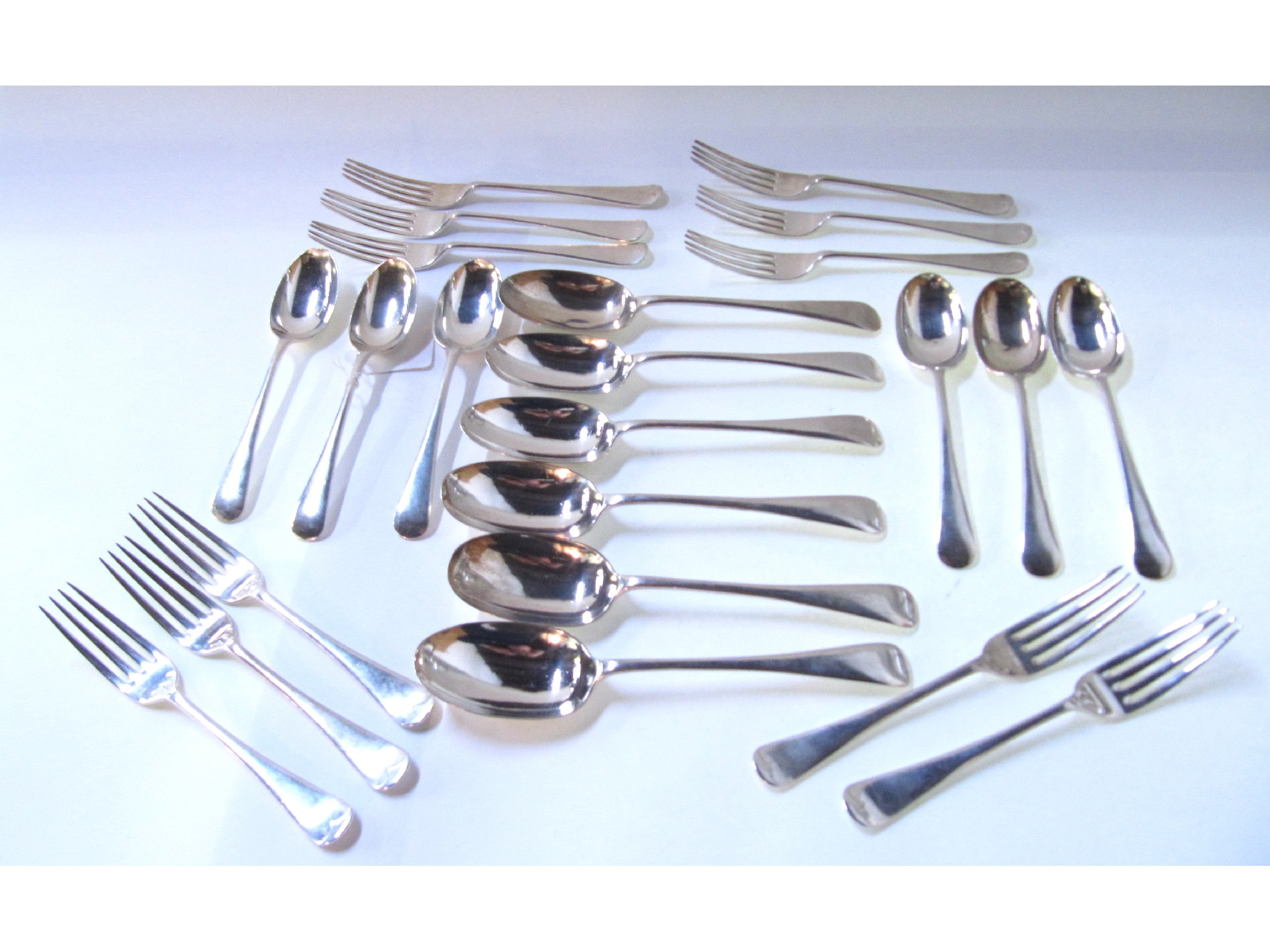 Appraisal: A lot comprising six silver tablespoons six dessert spoons six