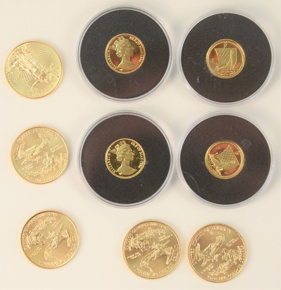 Appraisal: Five Gold Eagles oz each plus Canadian oz gold Five