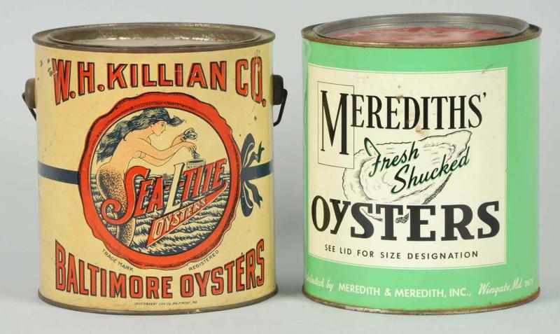 Appraisal: Lot of One-Gallon Oyster Tins Soiling on Killian and lightest