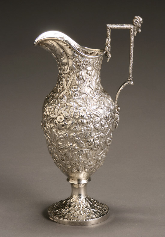 Appraisal: American Repouss Silver Water Pitcher Andrew Ellicott Warner Baltimore Circa