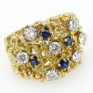 Appraisal: Lady's Vintage Sapphire Diamond and Karat Yellow Gold Nugget style