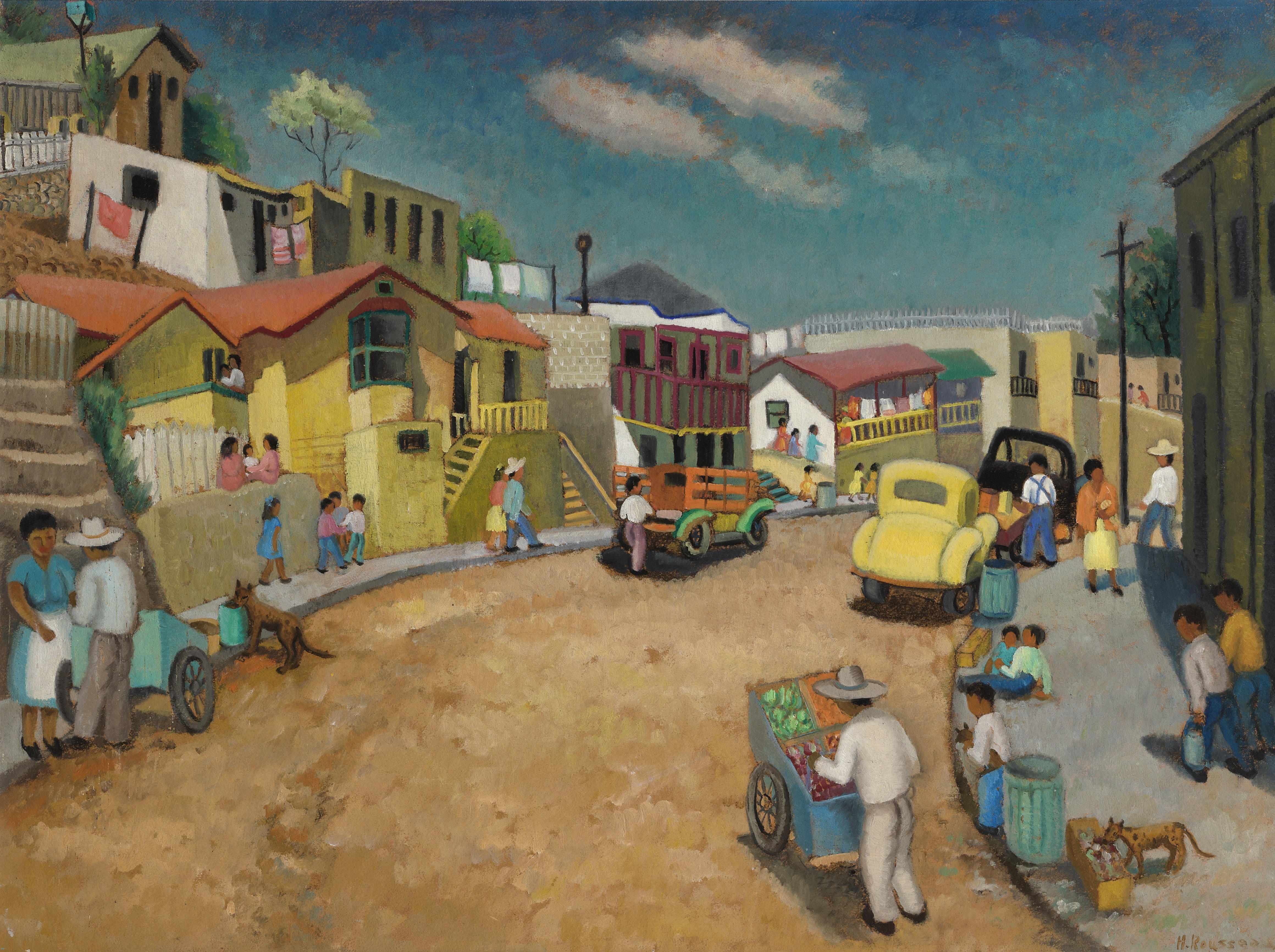 Appraisal: Helen Rousseau - Tijuana street scene signed 'H Rousseau' lower