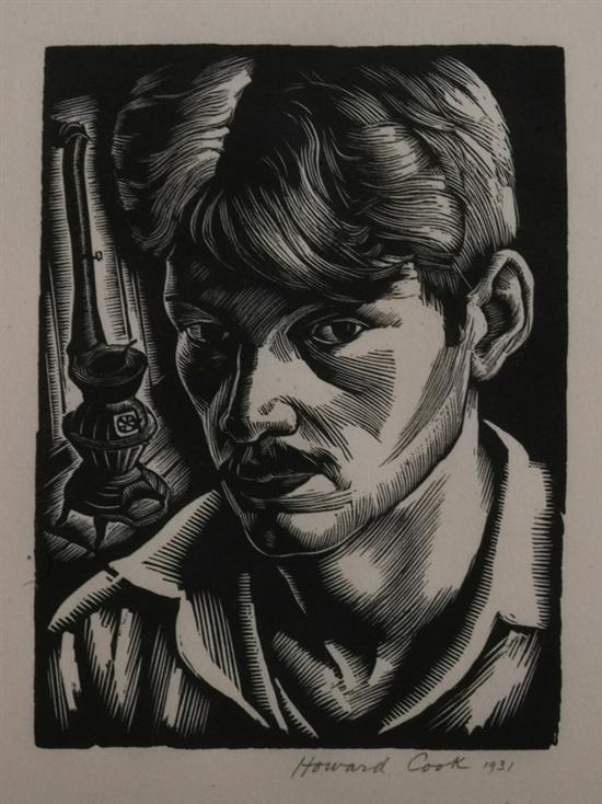 Appraisal: HOWARD COOK American - SELF-PORTRAIT signed and dated in pencil