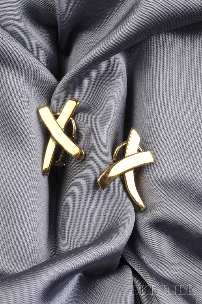 Appraisal: kt Gold and Diamond X Earclips Paloma Picasso Tiffany Co