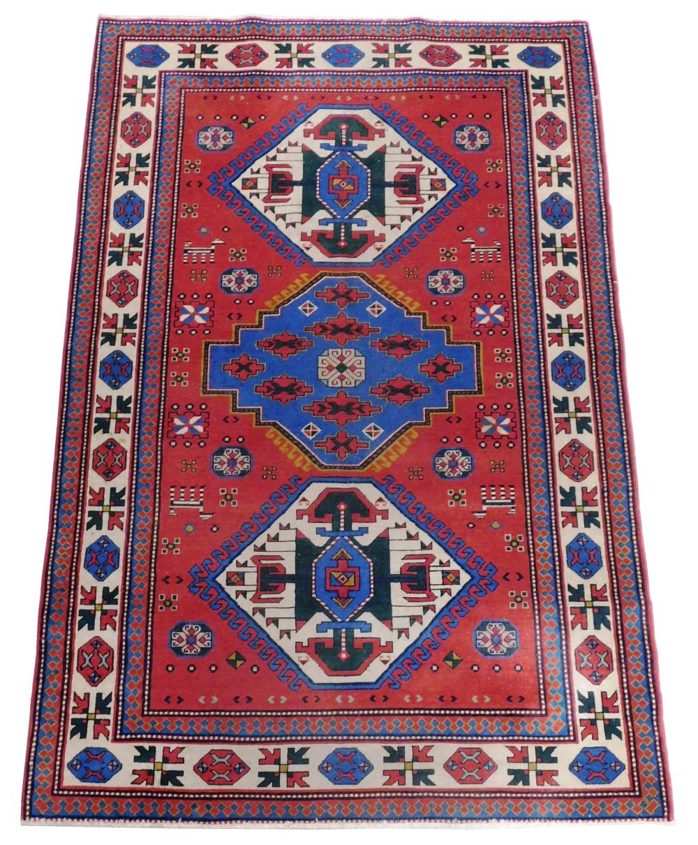 Appraisal: RUG Semi-antique Caucasian Kazak ' x ' hand-knotted wool on