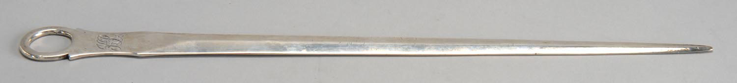 Appraisal: TH CENTURY ENGLISH SILVER MEAT SKEWER Maker's mark for William