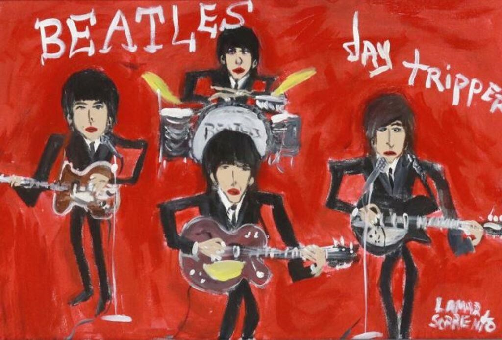 Appraisal: Framed acrylic on canvas painting The Beatles - Day Tripper