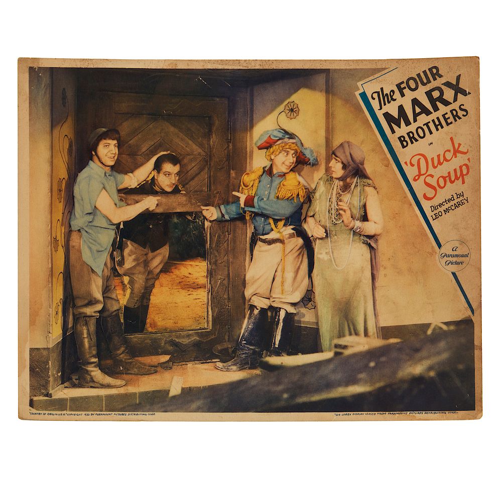 Appraisal: Duck Soup Paramount Lobby Card Marx Brothers Marx Brothers Duck