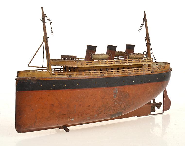 Appraisal: CLOCKWORK TINPLATE SHIP BY 'BING' MISSING LIFEBOAT MISSING KEY HOWEVER