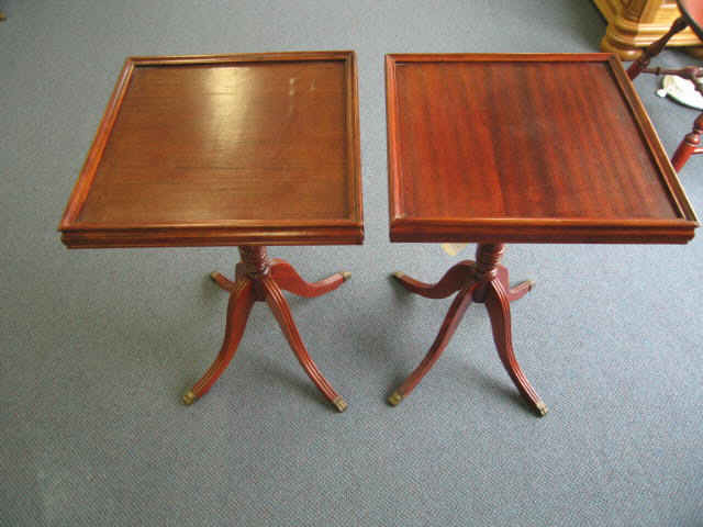 Appraisal: Pair of Mahogany Side Tables pedestal bases