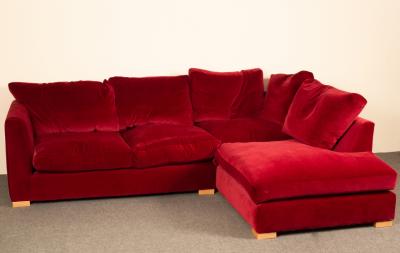 Appraisal: A large L shaped 'Wadenhoe' sofa upholstered in red velvet