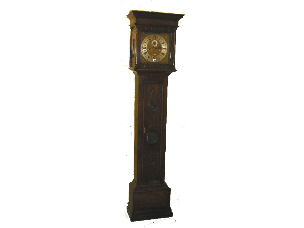 Appraisal: Oak eight day longcase clock the square brass dial signed