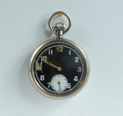 Appraisal: Military pocket watch with black dial marked to the back