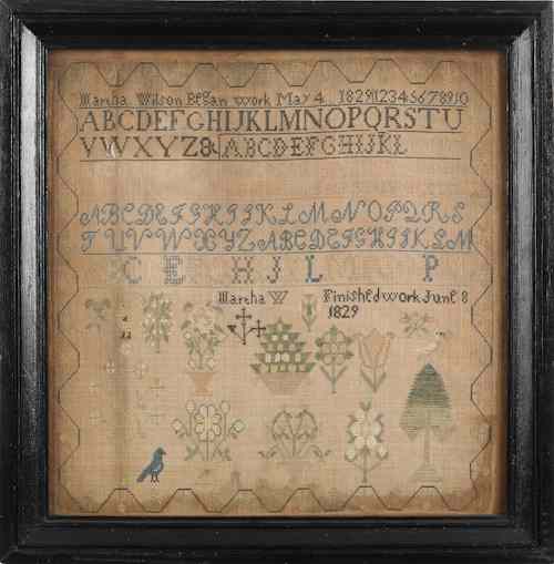 Appraisal: American needlework sampler inscribed Martha Wilson began work May finished