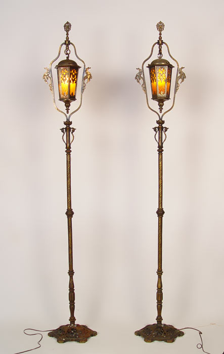 Appraisal: PAIR TORCHIERES ON STANDS Electric Measure '' h x ''