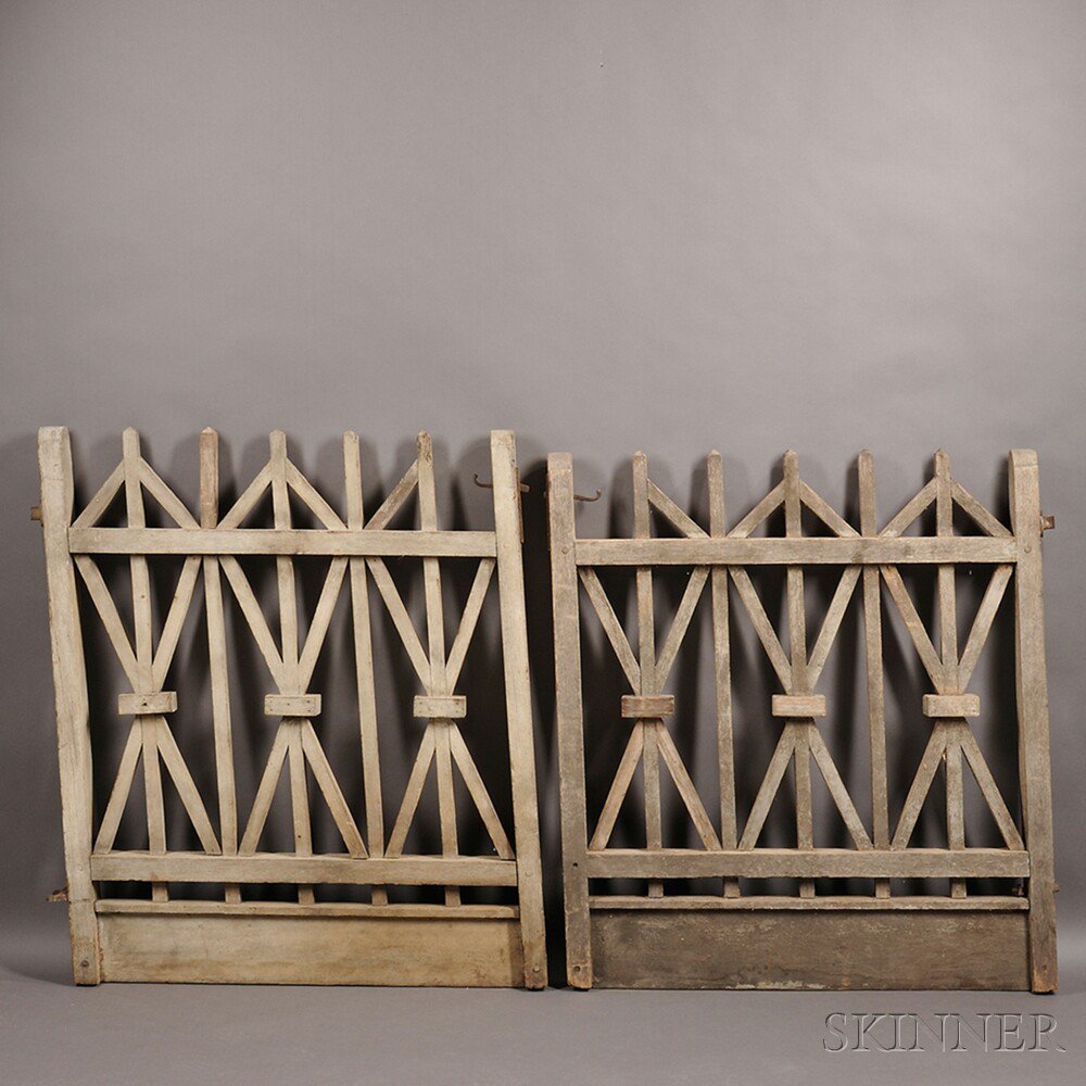 Appraisal: Pair of White-painted Wooden Gates New England early th century