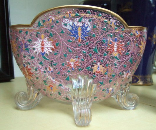 Appraisal: A Venetian glass vase with gilt rim over coloured filigree