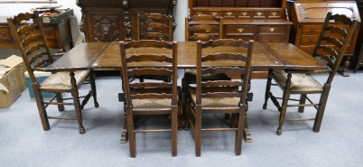 Appraisal: th Century Oak draw leaf table together with matching ladder