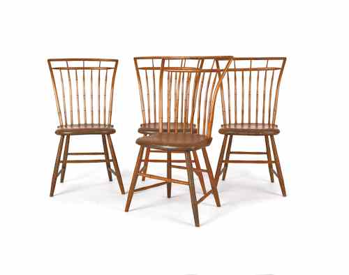 Appraisal: Set of four rodback Windsor side chairs ca