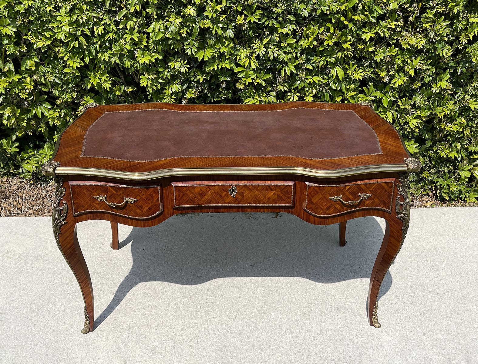 Appraisal: FRENCH METAL MOUNTED BUREAU DESK - drawer French Rosewood writing