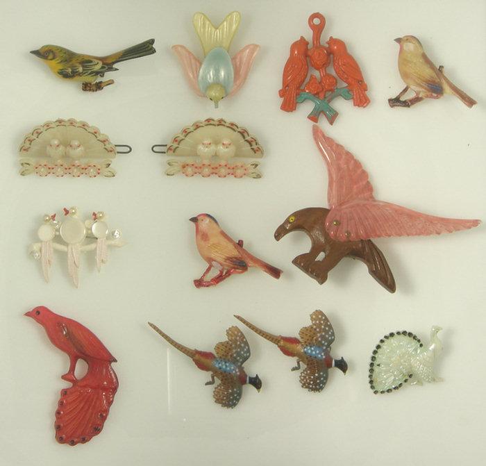 Appraisal: plastic costume jewelry bird pins - long Estimate -