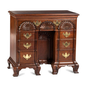 Appraisal: A Chippendale Style Shell-and-Block Carved Mahogany Kneehole Dressing Table Harden