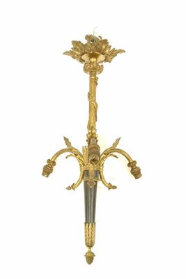 Appraisal: A French gilt brass ceiling light with three branches decorated