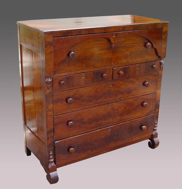 Appraisal: TH C BUTTERFLY VENEER DRESSER Deep drawer over half length