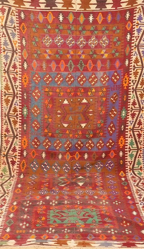 Appraisal: Colorful Geometric Pattern Rug Colorful Geometric Pattern Rug Woven in