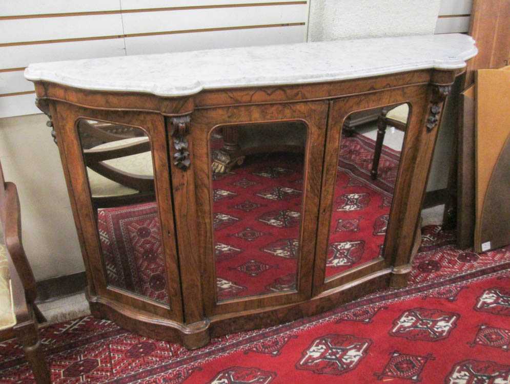 Appraisal: A VICTORIAN MARBLE-TOP ROSEWOOD SIDE CABINET English mid- th century