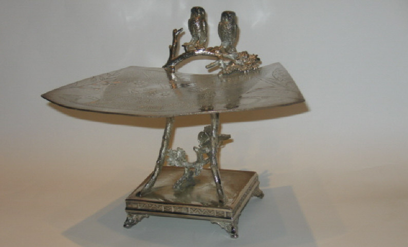 Appraisal: DERBY PLATED SILVER VICTORIAN CARD STAND Rectangular curved top mounted