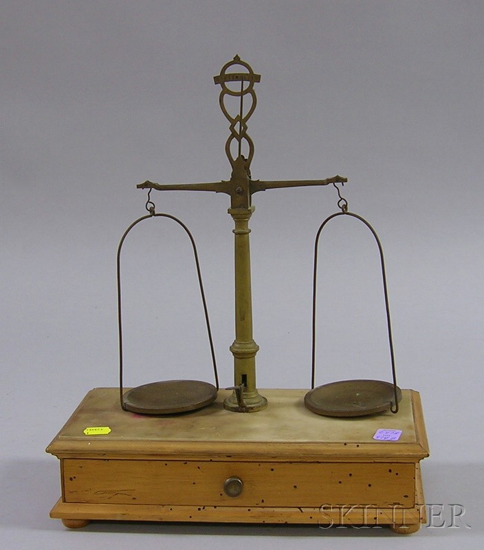 Appraisal: Brass Balance Scale by P Sessanta with central pillar balance